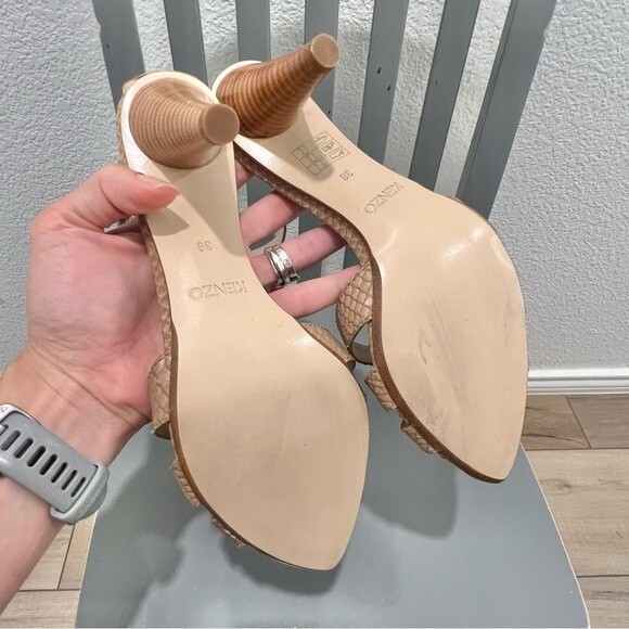 KENZO Water Snakeskin Animal Print Sandal Heels Women’s FR Sz. 38/ US 6.5 - Picture 6 of 10